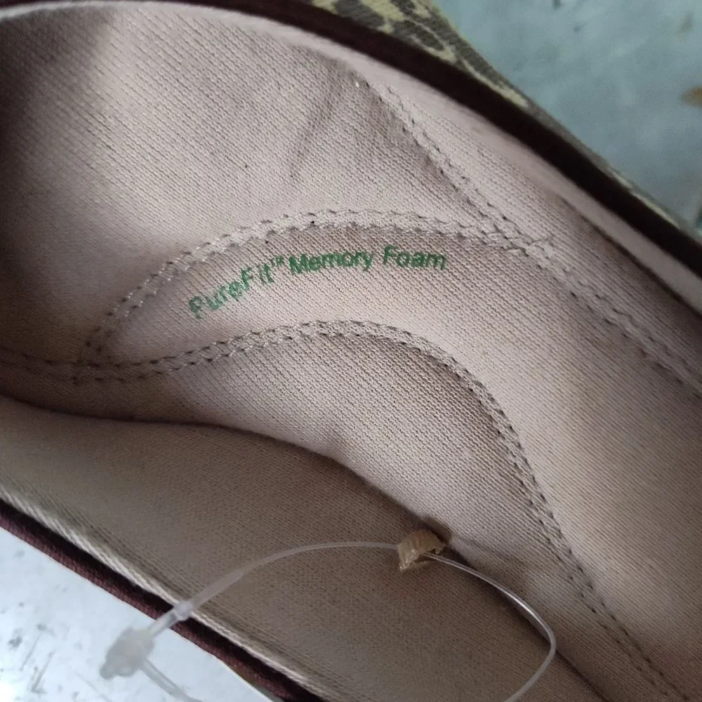 Grasshoppers Purefit Comfort Memory Foam Peep Toe Wedges Womens 7M NEW